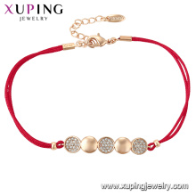 75639 Xuping tendências pulseiras jóias, voga círculo pulseira corda vermelha